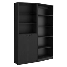Load image into Gallery viewer, Five Tier Bookcase With Two Doors (Set of 2) - Black