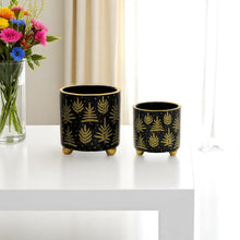 Load image into Gallery viewer, Pot Planters (Set of 2) - Black / Gold