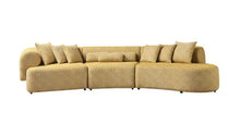 Load image into Gallery viewer, Mustard Boucle Modular Curved Three Piece Sectional With Toss Pillows - Mustard