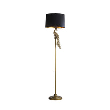 Load image into Gallery viewer, Floor Lamp With Black Drum Shade - Burnished Gold