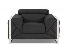 Load image into Gallery viewer, Mod Leather And Chrome Deco Accent Chair - Charcoal Gray