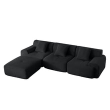 Load image into Gallery viewer, L Shaped Modular Sectional Sofa Corduroy And Movable Ottoman
