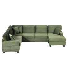 Load image into Gallery viewer, Upholstered U-Shaped Sectional Sofa With Movable Ottoman And Side Storage Pockets