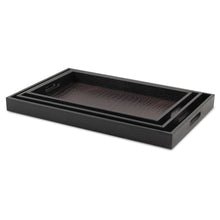 Load image into Gallery viewer, 23" Rectangular Faux Snakeskin Tray With Handles (Set of 3) - Brown