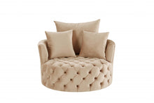 Load image into Gallery viewer, Velvet Solid Color Swivelbarrel Chair - Beige