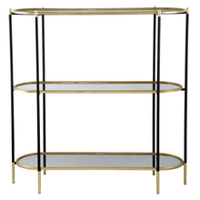 Load image into Gallery viewer, 3 Tier Metal Console Table, Mirrored Shelf - Golden Black