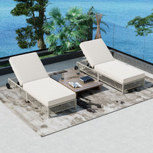 Load image into Gallery viewer, Outdoor Lounge Chair With 5 Position Backrest With Cushion And Wheels