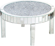 Load image into Gallery viewer, 31" Mirro Glass And Faux Crystal Round Coffee Table - Silver
