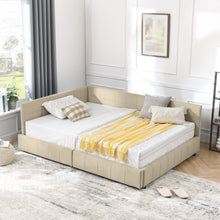 Load image into Gallery viewer, Mid-Century Storage Upholstered Tufted Bed Frame With Backrest And Armrests