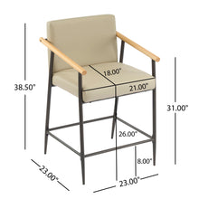Load image into Gallery viewer, Counter Stool Set With Espresso Metal Frame - Khaki