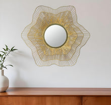 Load image into Gallery viewer, 27" Floral Sunburst Iron Framed Accent Mirror - Gold