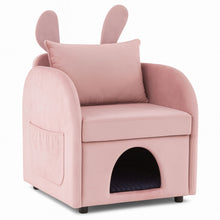 Load image into Gallery viewer, Bunny Ear Pet Friendly Armchair With Hidden Pet House With Storage Pocket For Bedroom & Living Room - Pink
