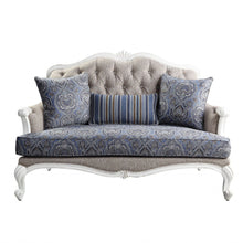 Load image into Gallery viewer, Linen Love Seat - Beige / White