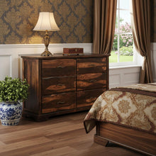 Load image into Gallery viewer, Solid Wood Six Drawer Dresser - Dark Brown