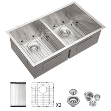 Load image into Gallery viewer, Modern Double Bowl Undermount Kitchen Sink 50 / 50 Design Stainless Steel