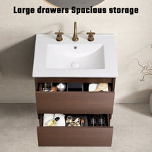 Load image into Gallery viewer, Bathroom Vanity With Basin Wall Hang Storage - Brown / Brown / White