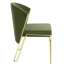 Load image into Gallery viewer, Upholstered Velvet Steel Wing Back Dining Side Chairs (Set of 2) - Green