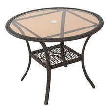 Load image into Gallery viewer, Outdoor Table With Woven Rattan Design - Brown