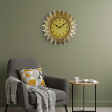 Load image into Gallery viewer, Silent Analog Sunburst Wall Clock - Gold / Silver