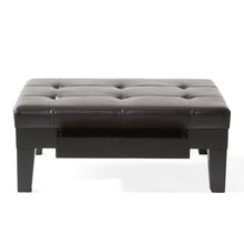 Load image into Gallery viewer, Chatham - Ottoman With Drawer Leather Storage Solution - Dark Coffee