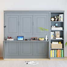 Load image into Gallery viewer, Sturdy Murphy Bed With Desk And Bookshelf