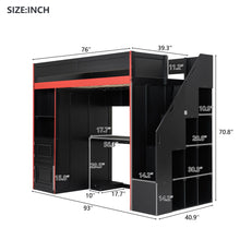 Load image into Gallery viewer, Gaming Loft Bed With Desk And Storage, LED Lights