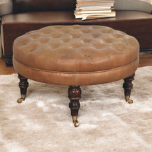 Load image into Gallery viewer, Buffalo - Round Ottoman With Castor Legs - Brown