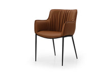 Load image into Gallery viewer, Faux Leather Steel Dining Arm Chair - Brown / Black