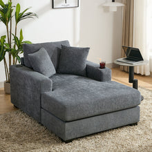 Load image into Gallery viewer, Oversized Chaise Lounger Modern Style Sofa Couch, With Pillows, Charge Station & Cup Holders
