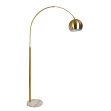 Load image into Gallery viewer, Oasis - Long Arm Gold Adjustable Floor Lamp With Round Marble Base - Gold / White Marble