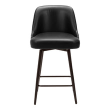 Load image into Gallery viewer, Faux Leather And Steel Counter Height Swivel Bar Chair - Black And Bronze