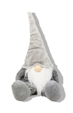 Load image into Gallery viewer, Fabric Christmas Santa Mrs. Claus Sitting Gnome - Gray / White