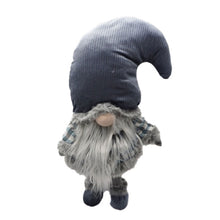 Load image into Gallery viewer, Fabric Christmas Standing Gnome - Blue / White / Gray