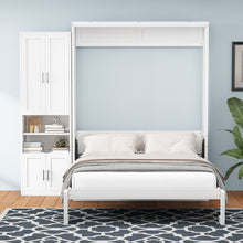 Load image into Gallery viewer, Murphy Bed With Side Cabinet Storage Shelf, Folding Wall Bed With Desk Combo