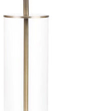 Load image into Gallery viewer, Metal Cylinder USB Table Lamp With Empire Shade - Clear / Gold / White
