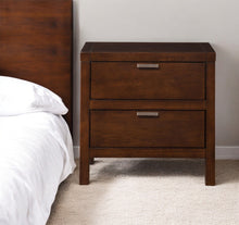 Load image into Gallery viewer, Two Drawers Faux Wood Nightstand - Brown