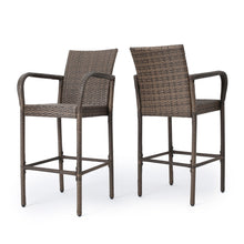 Load image into Gallery viewer, Outdoor Wicker Barstools With Rattan And Iron Frame