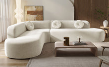 Load image into Gallery viewer, Extra Large Sectional Sofa Soft Fabric Upholstery, Elegant Curved Design With 3 Round Cushions, High - Resilience Foam For Ultimate Comfort - Beige