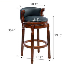 Load image into Gallery viewer, 29.5'' Cow Top Wooden Bar Stool, 360 Degree Swivel Bar Height Chair With Backs For Home Kitchen Counter