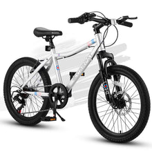 Load image into Gallery viewer, S20101 20" Kids' Bike, Boys Girls Mountain Bike Ages 8-12, 7 Speed Teenager Children Kids' Bicycles, Front Suspension Disc Brake Rear V-Brake, High Steel Frame
