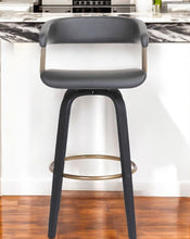 Load image into Gallery viewer, Faux Leather Swivel Counter Height Bar Chair - Gray And Black