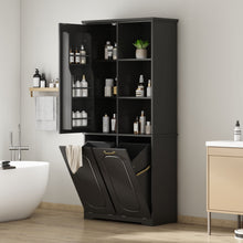 Load image into Gallery viewer, Freestanding Tall Storage Cabinet With 2 Tilt Out Hampers
