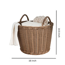 Load image into Gallery viewer, Round Cone Woven Resin Wicker Basket With Handles For Versatile Storage - Walnut Brown