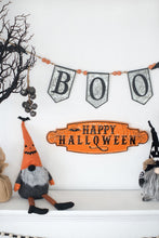 Load image into Gallery viewer, Iron Boo Banner With Bats, For Halloween Holiday Decor - Black / Gray / Orange