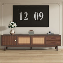 Load image into Gallery viewer, TV Stand For 80" TVs With Sliding Doors And Drawers, Accent Storage Unit - Dark Brown