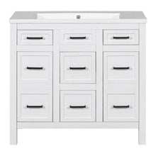 Load image into Gallery viewer, Bathroom Vanity Cabinet With Resin Integrated Sink 4 Drawers, 2 Doors - White