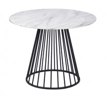 Load image into Gallery viewer, 43" Rounded Metal Pedestal Base Dining Table - Black / White