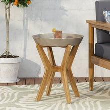 Load image into Gallery viewer, Yukon - Contemporary Side Table With Lightweight Concrete Top And Acacia Wood Frame - Gray