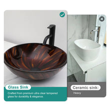 Load image into Gallery viewer, Vessel Bathroom Sink With Pop Up Drain, Round Bowl Design For Bathrooms - Brown