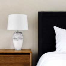 Load image into Gallery viewer, Ceramic Column Lamp With White Drum Shade - Black And White